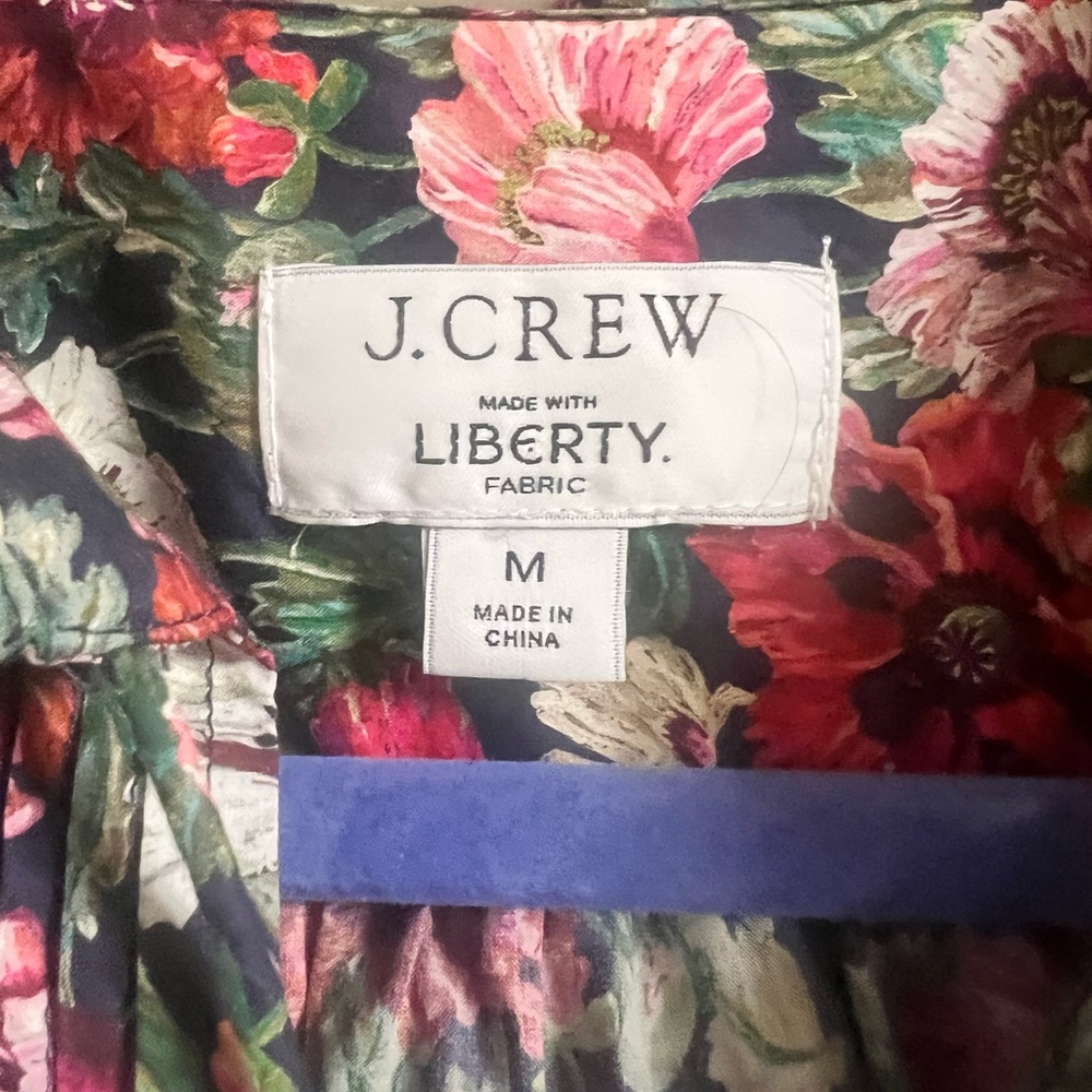 J.Crew x Liberty Poppy Amelie Floral Cotton Blouse Medium Pink Red - Picture 4 of 5